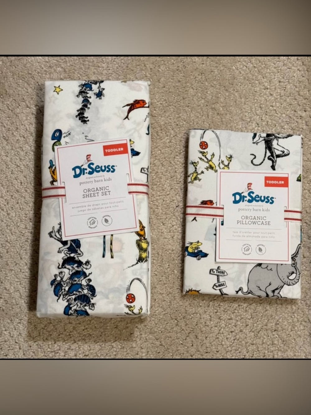 Pottery Barn Kids Dr Seuss Toddler Sheet Set and Pillowcase